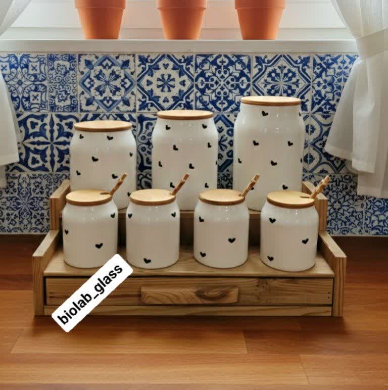 ست پاسماوری سرامیکی هفت تکه طرح قلبی